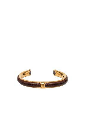 Hermes Bangle Gold Brown Plating Leather 1- Bracelet